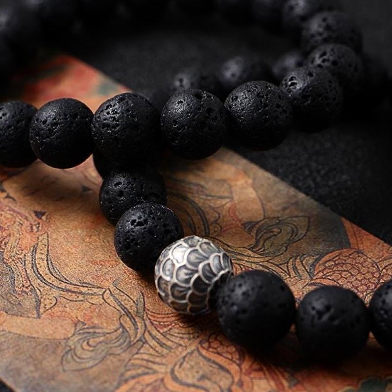 Black Lava Rock Protection Bracelet - Stress relief and confidence