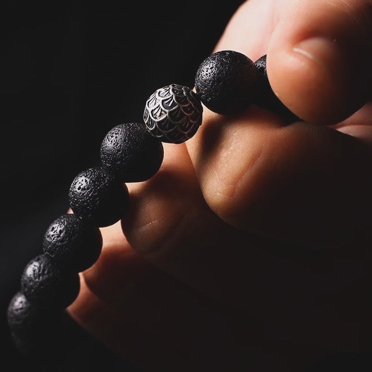 Black Lava Rock Protection Bracelet - Stress relief and confidence